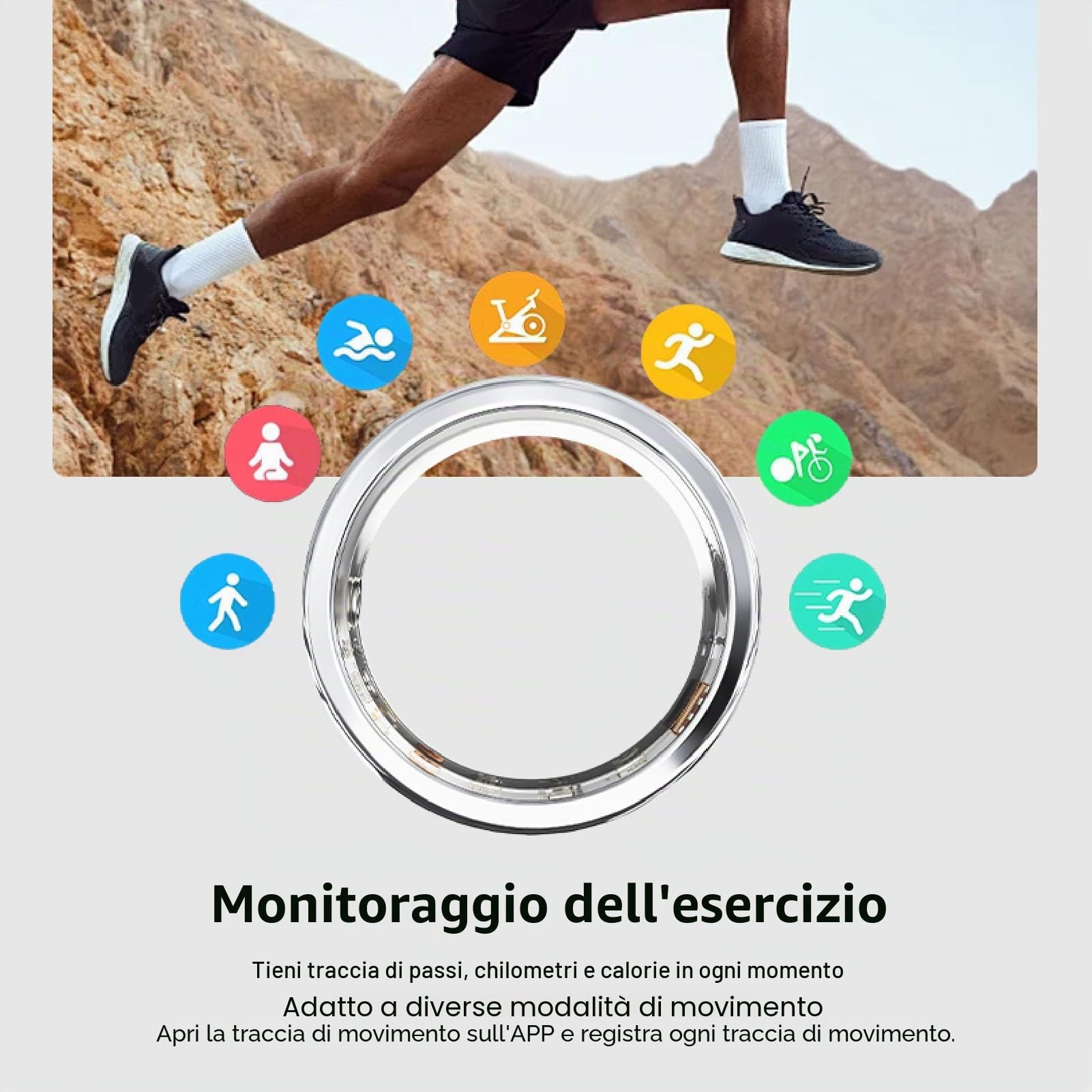 Anello Intelligente Aggiornato per Uomini, Tracker di Attività Fisica per Donne, Conteggio Passi, Anello Attività Fisica con Ricarica Magnetica per Attività Al