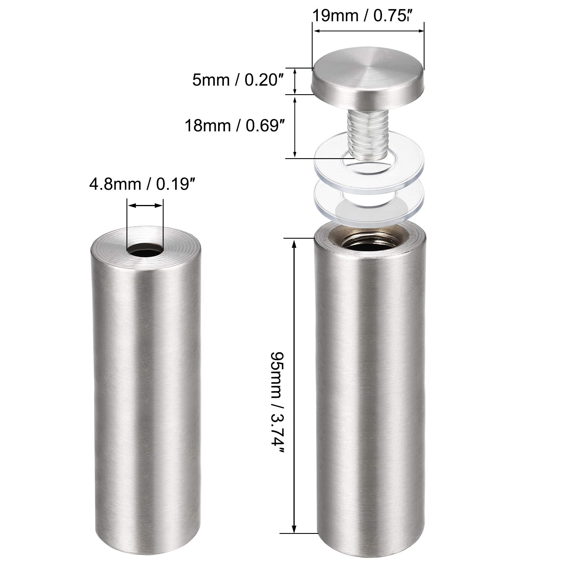 TA-VIGOR 3/4 Dia x 4"(19x100mm) Acrylic Standoff Screws - Image 2