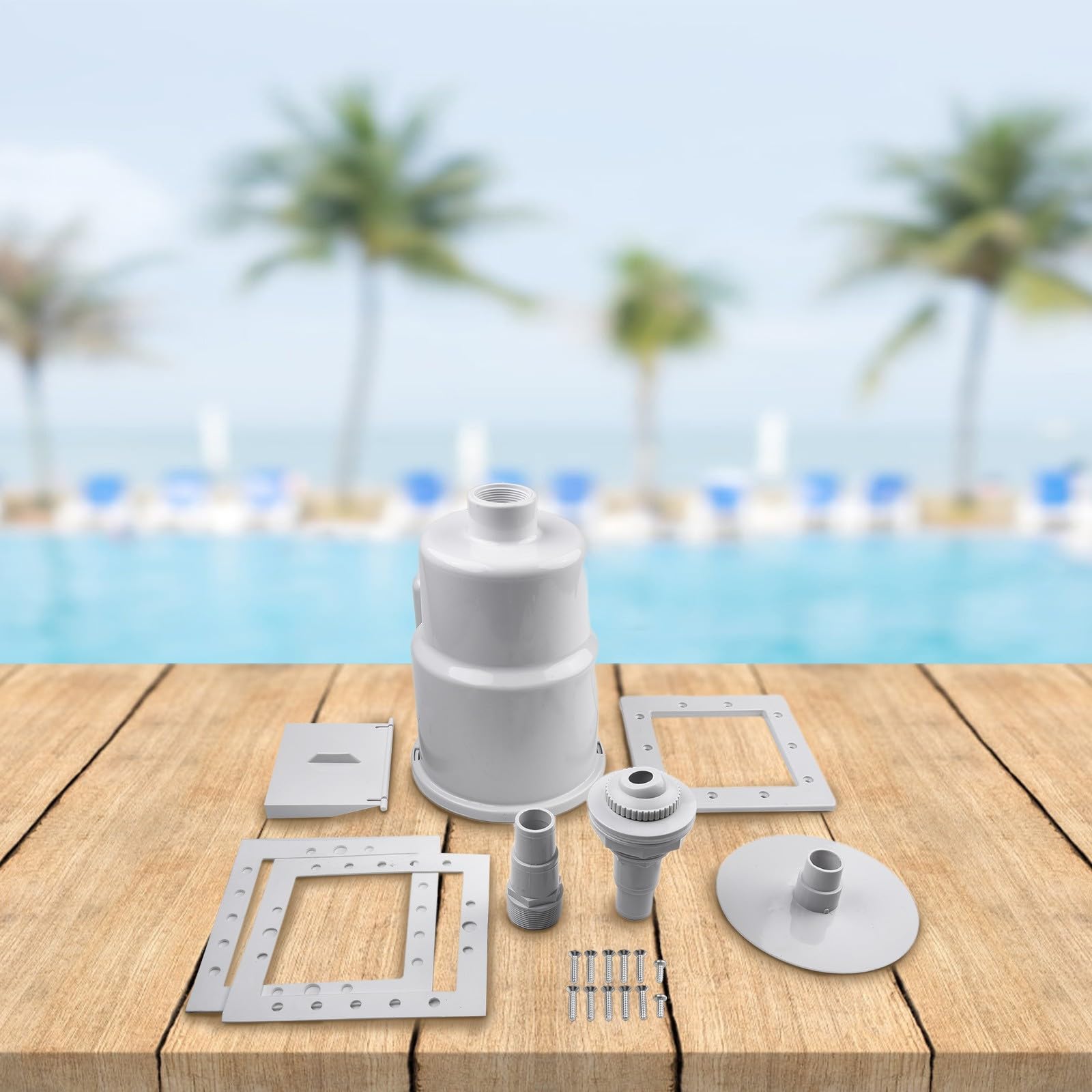 Repuesto de skimmer de piscina Hayward SP1091LX Dyna-Skim sobre el suelo, plástico ABS resistente con cesta de escombros, vertedero, junta y herrajes