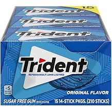 Trident Original Flavor Sugar Free Gum, 14 Pieces Pack of 15, 210 Pieces Total