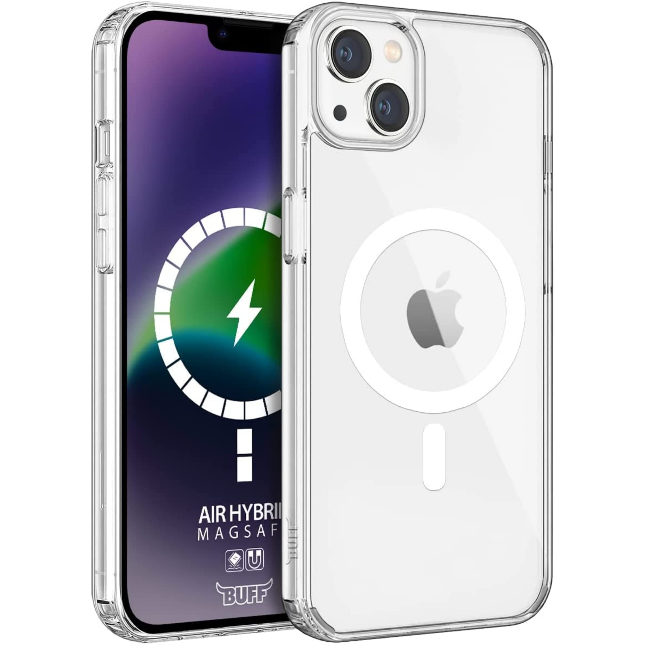 BUFF LABS iPhone 14 Serisi ile Uyumlu Magsafe Destekli Air Hybrid Şeffaf Kılıf, Darbe Emici TPU + PC Şeffaf Kılıf (iPhone 14 Plus)