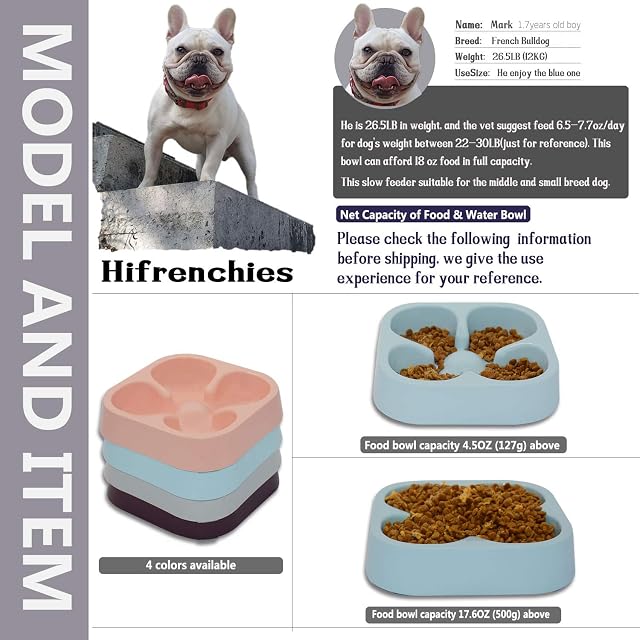 Foto 2 de 7 de Hifrenchies - Comedero lento para perro Bulldog francés, comedero lento para gatos y perros, mascotas…