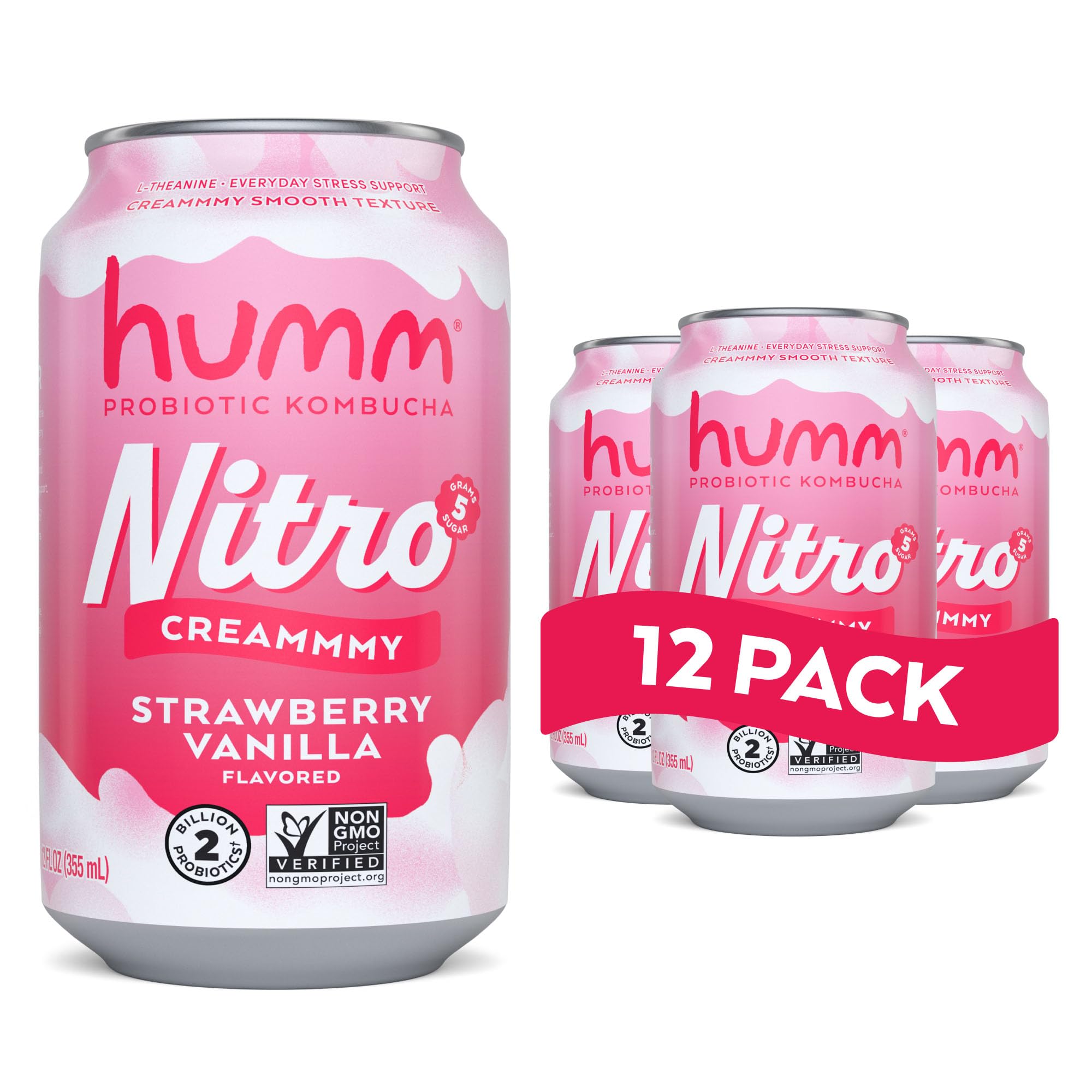 Amazon.com: Humm Nitro Kombucha Strawberry Vanilla, Creamy Smooth
