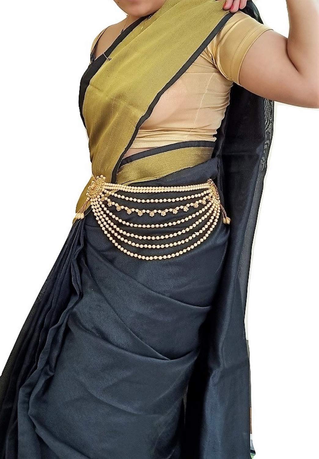 womensky Multi Purpose Gold Polished Pearl Adjustable Kamarband/Belly Chain/Tagdi for Women and Girls with Traditional Look in Occasions,Weddings-picture-2
