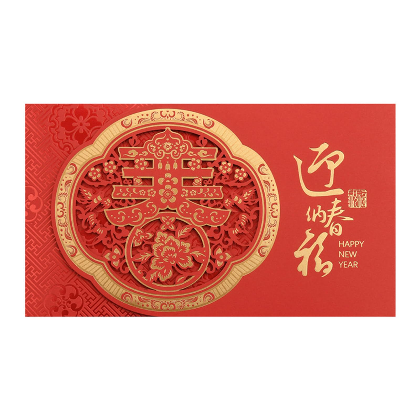 Tsophreniq Welcome The Spring F Red & Gold Horse Year Card With Intricate Carved For Spring Festival Celebrations Elegant Chinese New Year Greeting Card Featuring Horse Engraving & Timeless Cultural Blessings