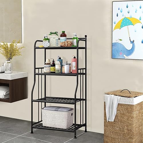 Miniatura 2 de Estantería para panaderos, estantes de almacenamiento de metal, organizador de estante de lavandería, estantes de pie para lavandería, cocina, baño,