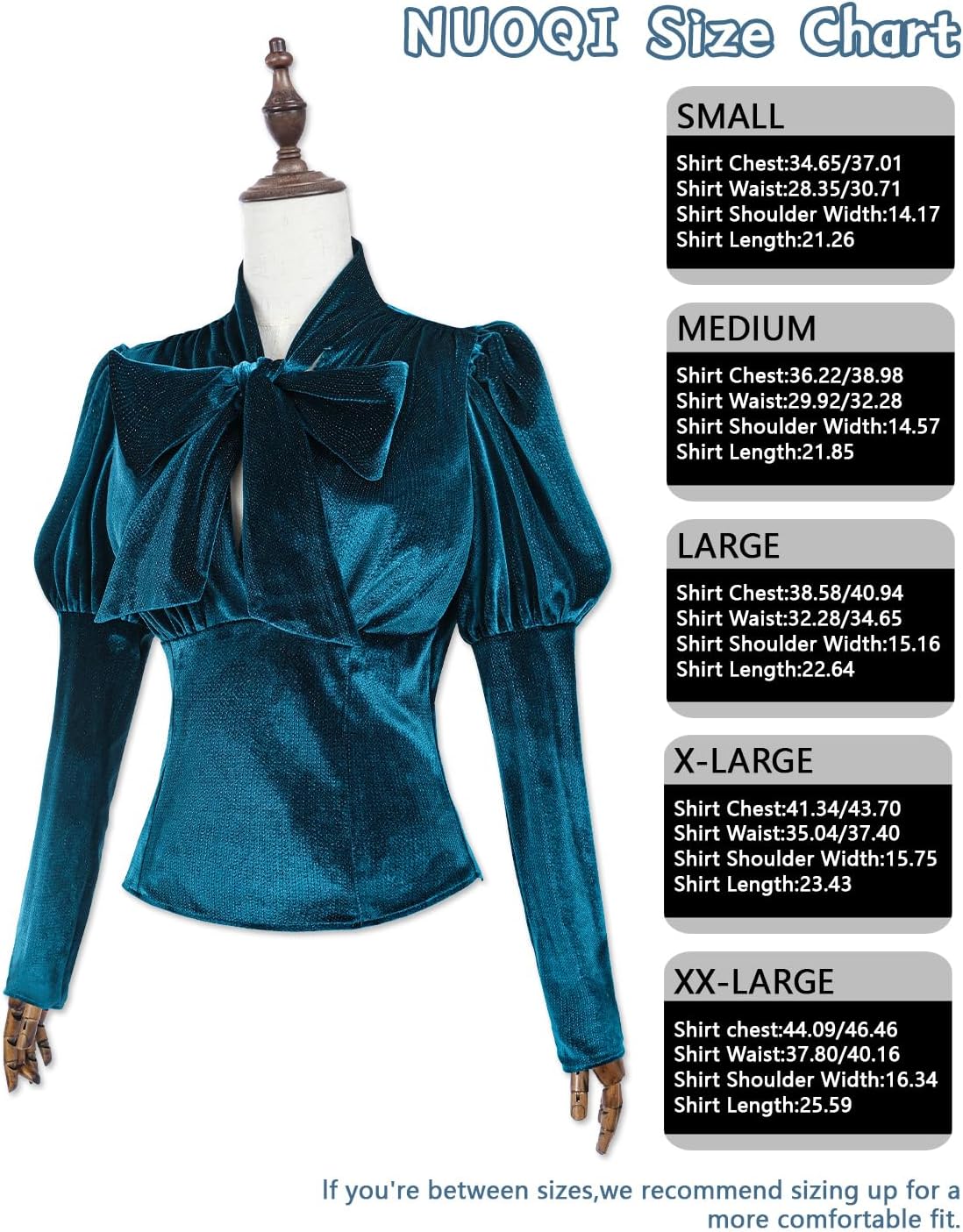 Nuoqi Victorian Blouse for Women Long Sleeve Bow Tie Blouse Vintage Velvet Top - Image 5