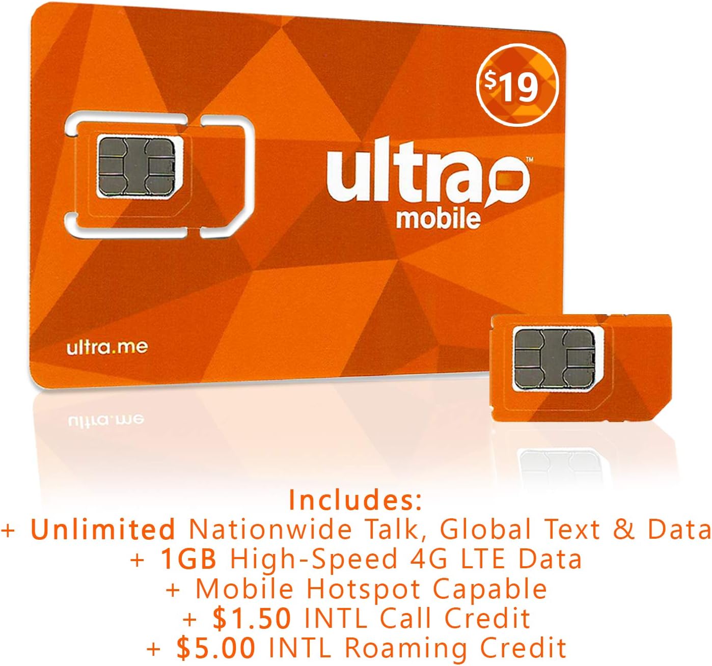Ultra Mobile Triple Punch Regular, Micro and Nano SIM Card + 2 Months $19 Plan