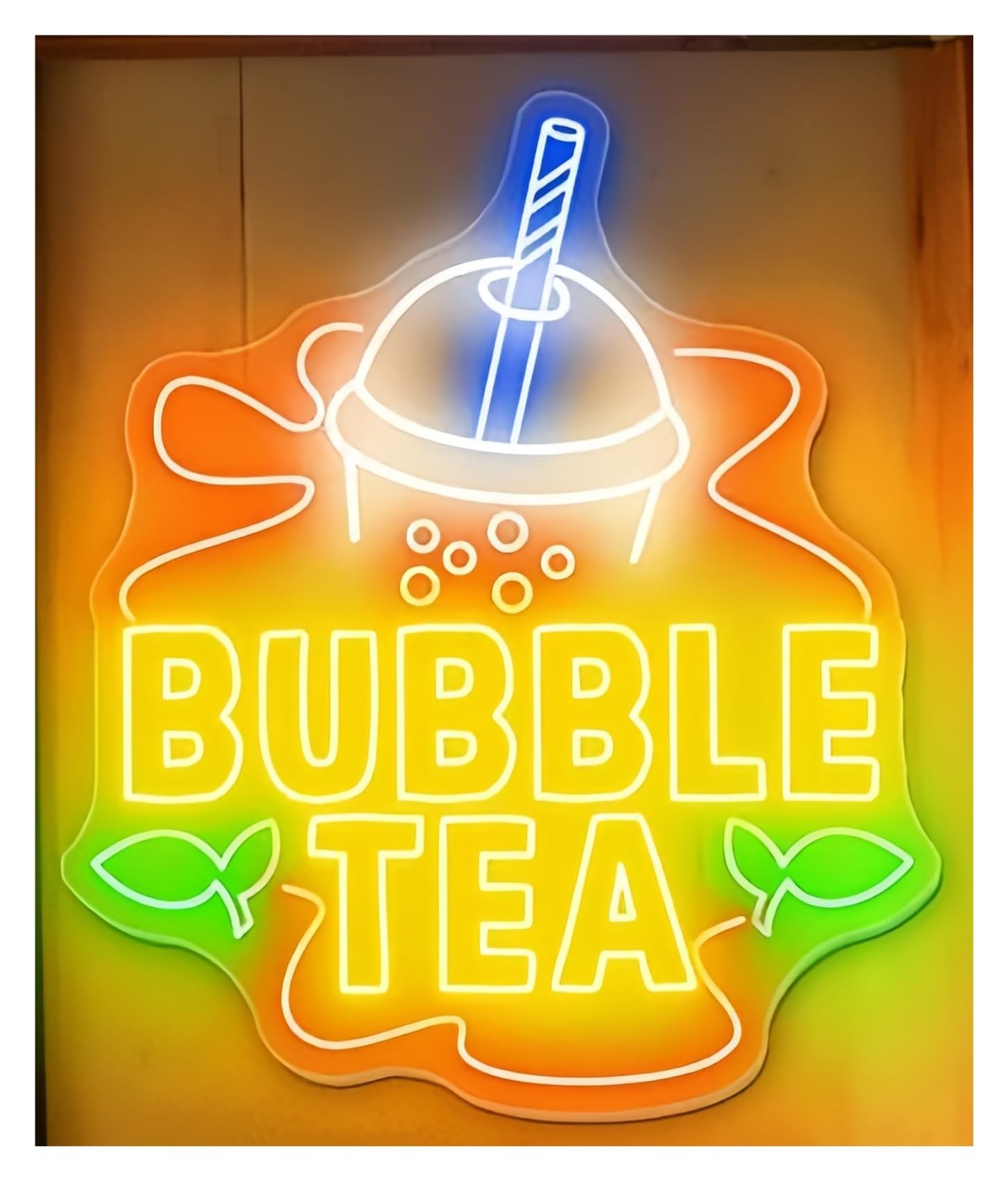 SHOUXI Sign Lamp Bubble Tea Neon Sign for Coffee Bar Store Decor Wall 65X75cm(D)