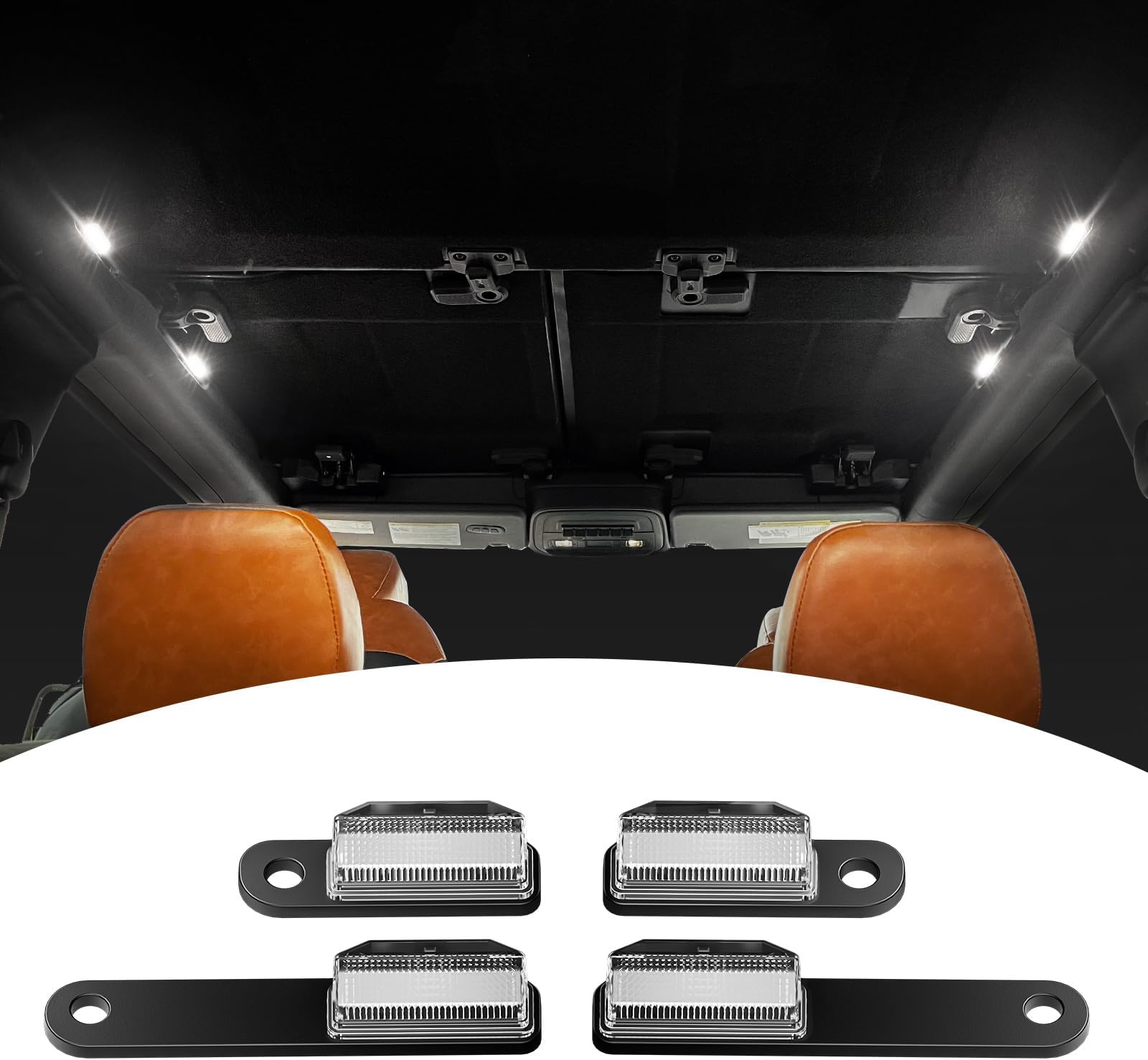 Mabett LED Interior Dome Lights 4Pcs Kit Fit Ford Bronco 2021 2022 2023 2024 Bronco Accessories 2/4 Door Easy Installation Hardtop/Softtop(Not for Sport)