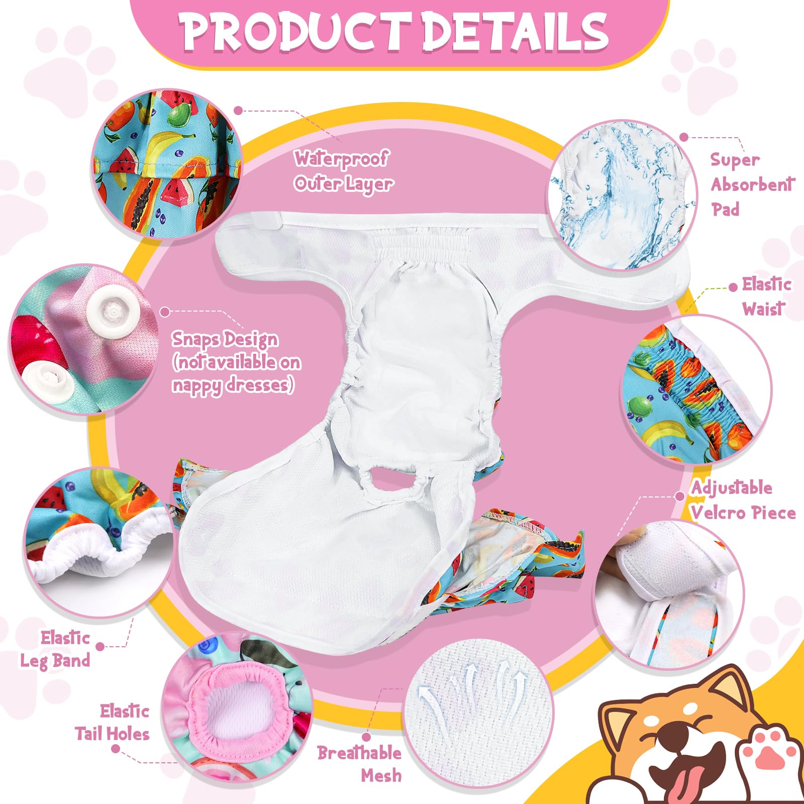 3 Pack Dog Nappies Female - Image 2