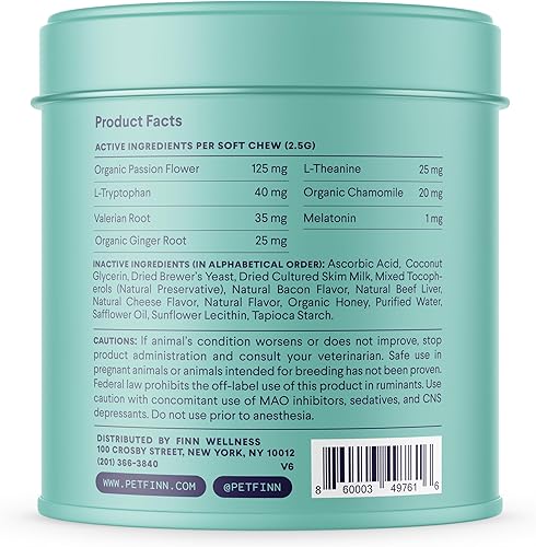 Miniatura 4 de Finn Ayuda calmante para perros - Masticables calmantes naturales con melatonina para apoyar el estrés, la separación y el sueño - 90 masticables