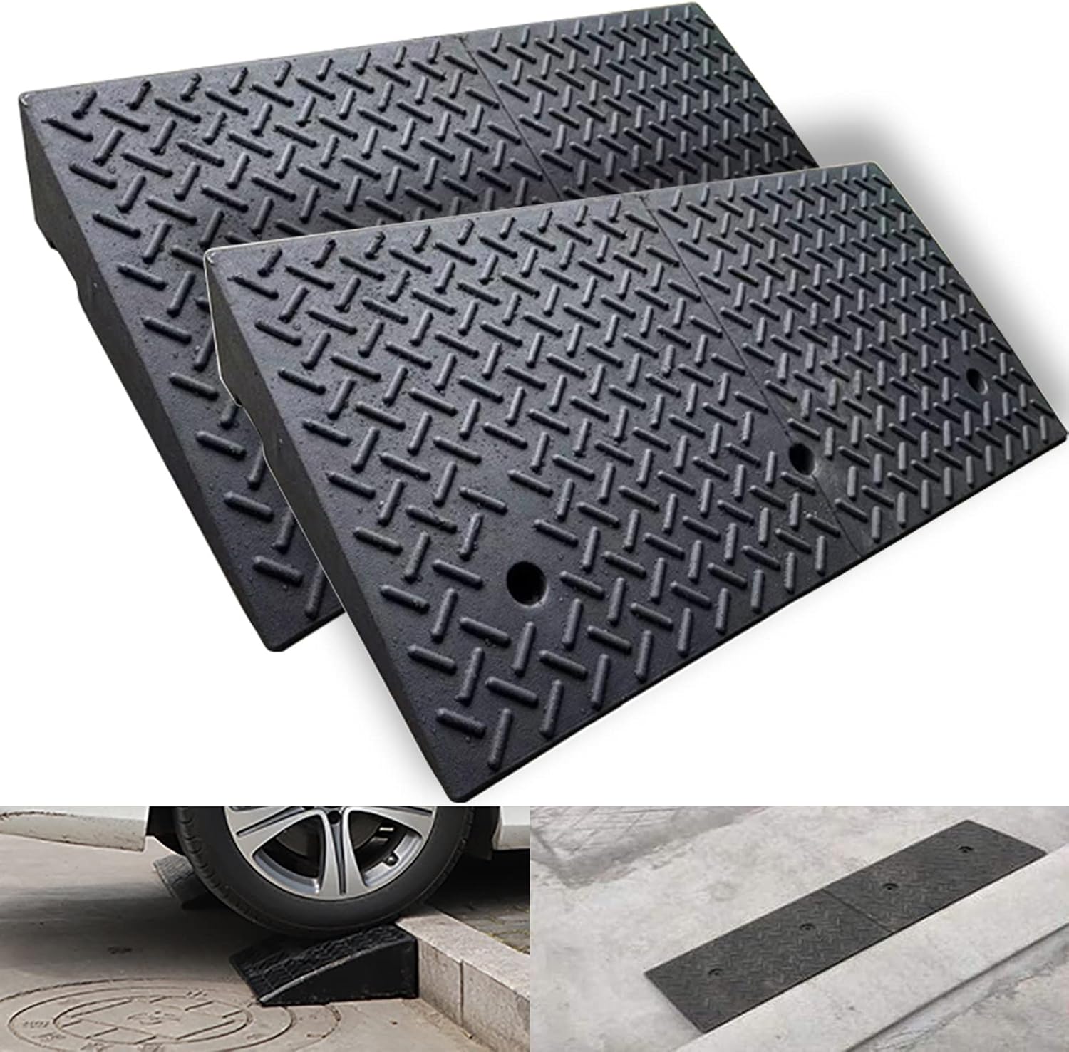 Car Ramps for Doorstep Length is 100cm/39in Wheelchair Ramp with Expansion Bolts for Garage Car
