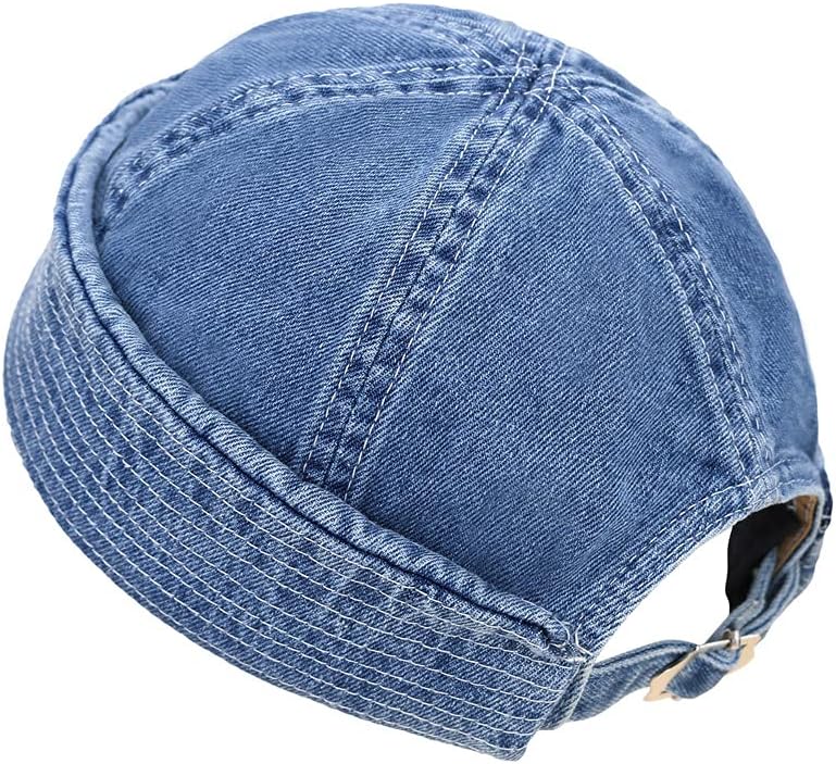 Fashion Denim Beanie Hat Vintage Docker Cap for Men Women Fashion Brimless Cuff Hats