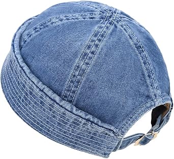 Fashion Denim Beanie Hat Vintage Docker Cap for Men Women Fashion Brimless Cuff Hats