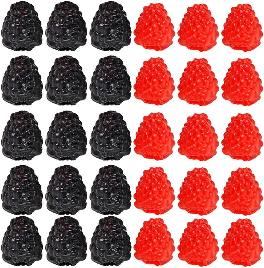 30pcs Artificial Raspberries: Assorted Color Fake Fruit for Home Kitchen Decor - Photography Props for Bakery Display DIY Crafts Summer Bowl Fillers