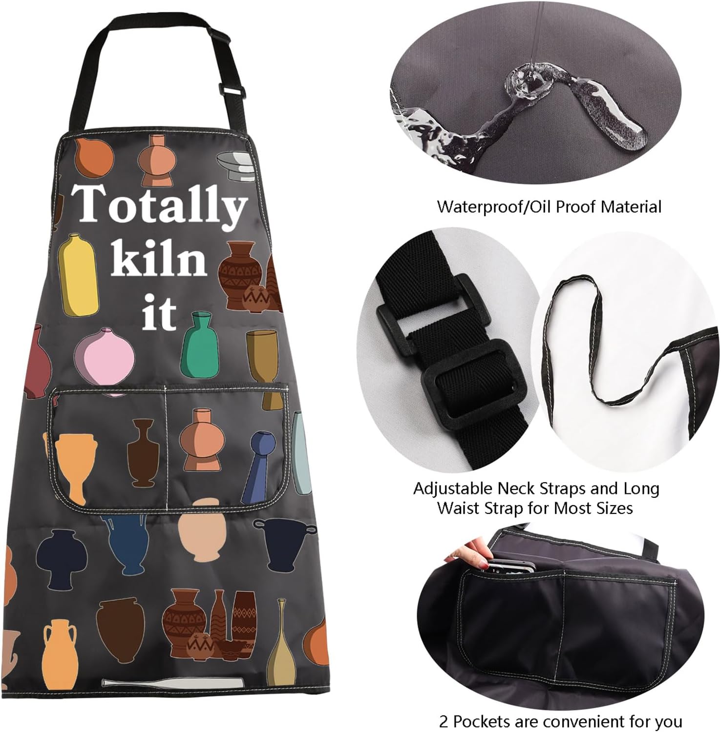 MBMSO Ceramic Artist Apron 'Totally Kiln It' - Pottery Maker Gift With Pocket for Ceramic Lovers - Image 5