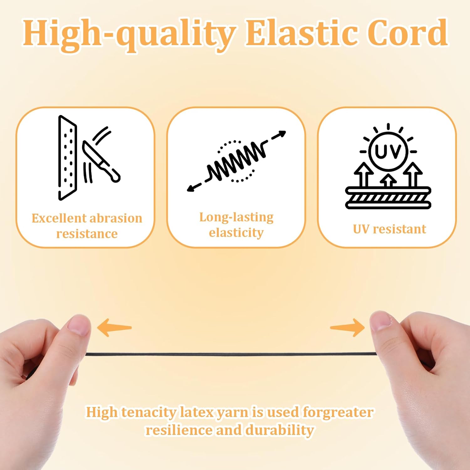 Elastic Cord (2mm), 40 Feet Black Elastic String Cords Heavy Duty Bungee Shock Cord Elastics Paracord Bungee Stretch Rope for DIY Sewing, Camping, Outdoor Activities(Black, 1/16 Inch X 40 Ft)