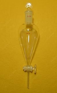 NANSHIN Glassware,24/40,250ml,Glass Pyriform Separatory Funnel,Pear Shape,Glass Stopcock,Drop Tube