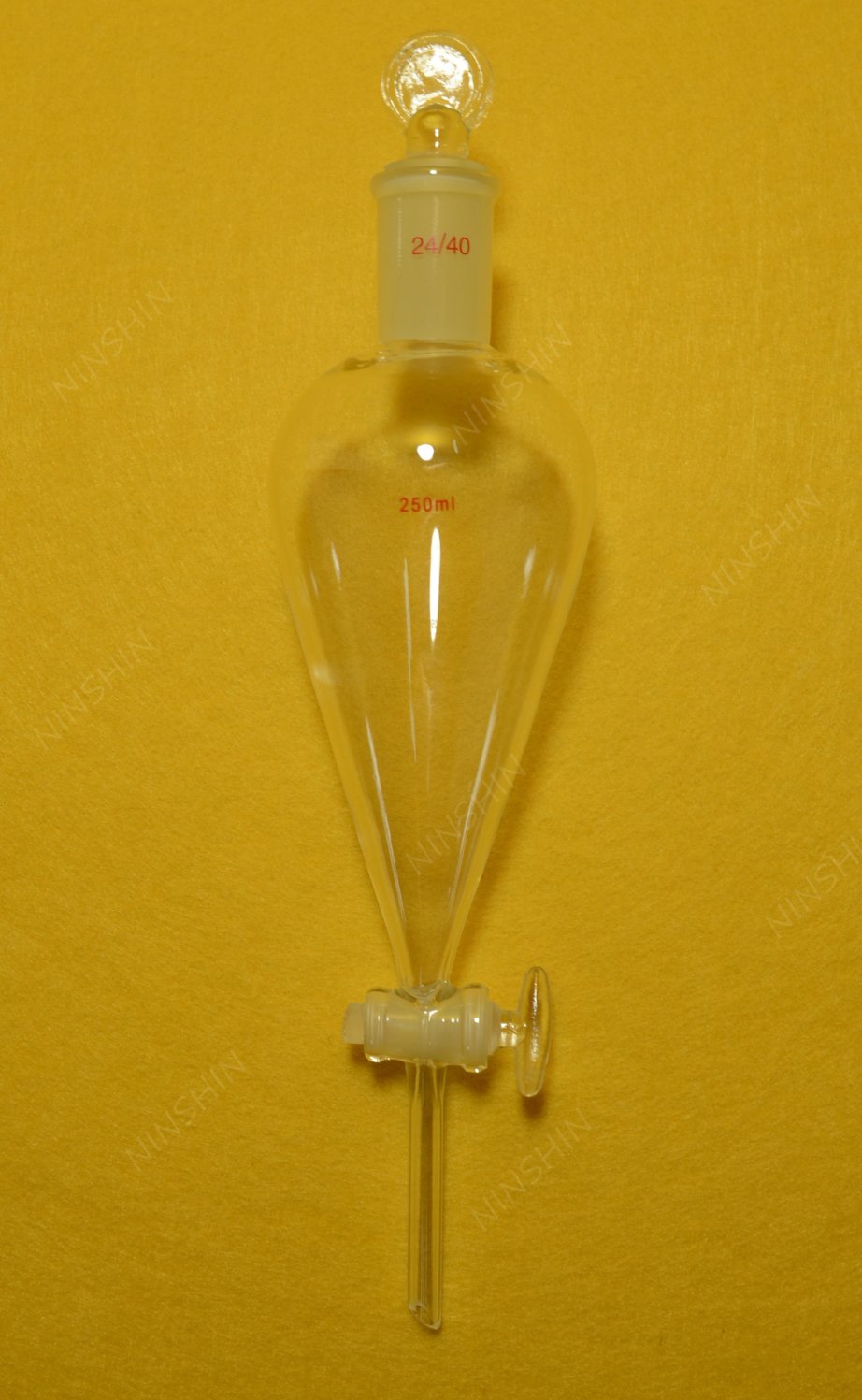 NANSHIN Glassware,24/40,500m?l,Glass Pyriform Separatory Funnel,Pea?r Shape,Glas?s Stopcock,d?rop Tube