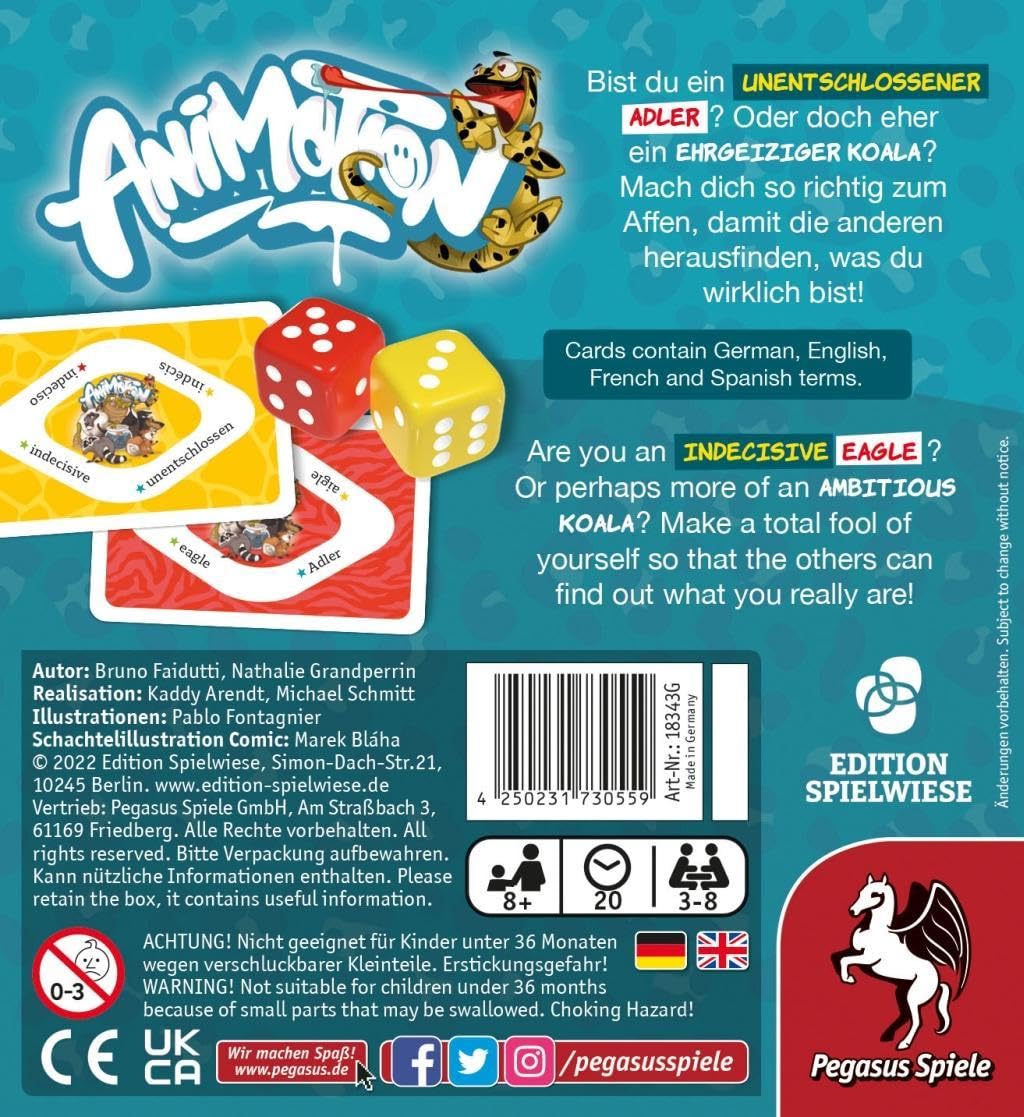 Amazon.com: Pegasus Spiele Animotion – Card Game 3-8 Players – Card Games  for Family – 20 Minutes of Gameplay – Games for Family Game Night – Card  Games for Kids and Adults