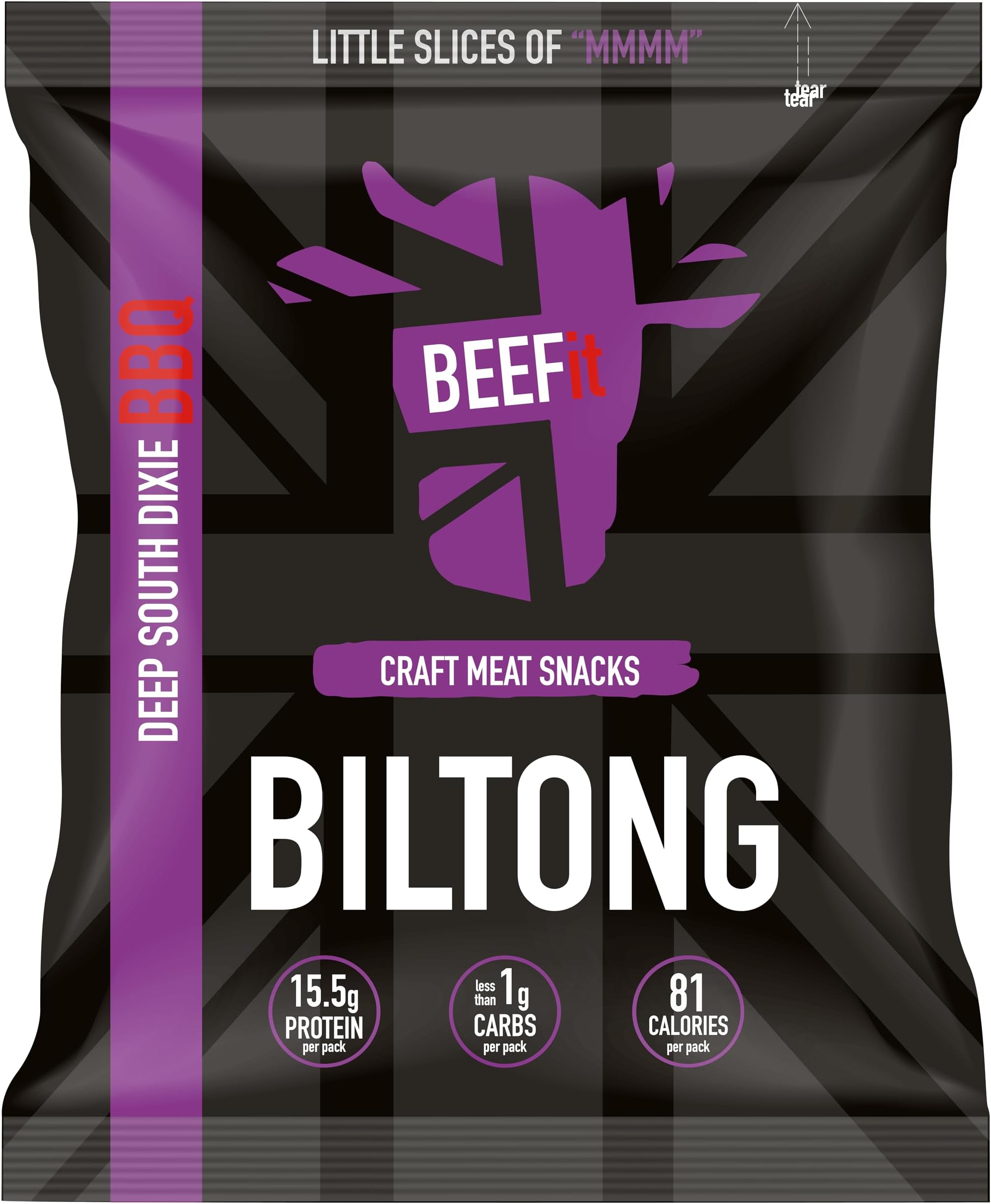 BEEFit Biltong Beef Jerky Taster Pack - Healthy High Protein Snacks, Gluten Free and Keto Friendly Snack - Perfect for On-the-Go or Fitness Enthusiasts (BBQ, 10x30g)