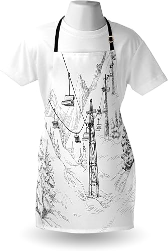 Miniatura 3 de Lunarable Delantales de temporada multicolor impresos digitales, negro y blanco