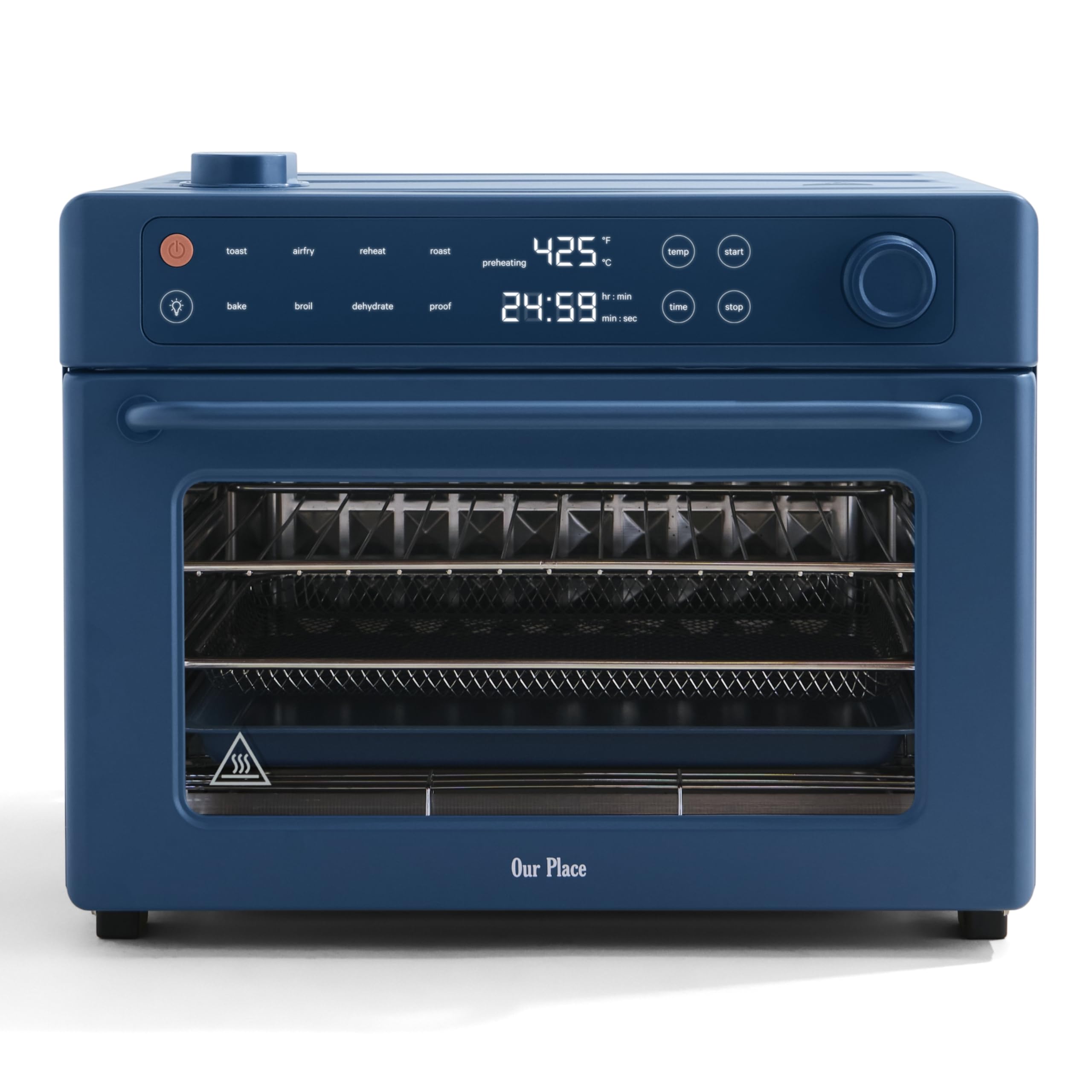 Our Place Wonder Oven Pro | 8-in-1 Digital Air Fryer & Countertop Oven with Basket, Rack, Pan & Tray | 3-Rack, 32 QT - Air Fry, Toast, Roast, Bake, Reheat, Broil, Proof & Dehydrate | Blue Salt 32 Quarts Blue Salt
