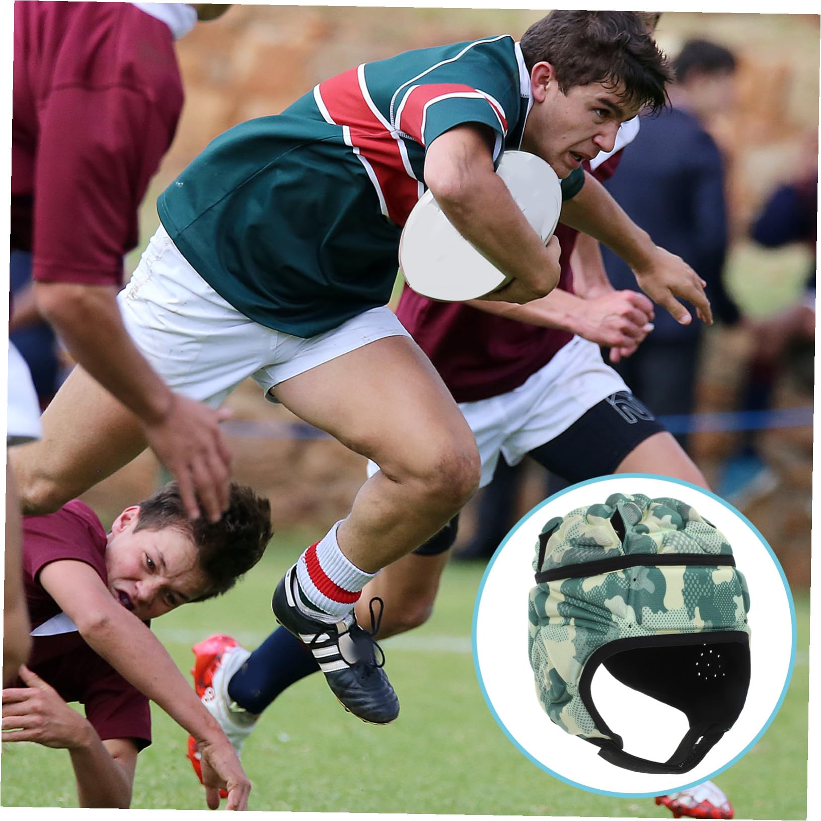 VICASKY Verstellbarer Jugend Footballhelm Schutzhelm mit Eva Schaum und Polyester Komfortabel und Schützend für Rugby und Fußballtraining