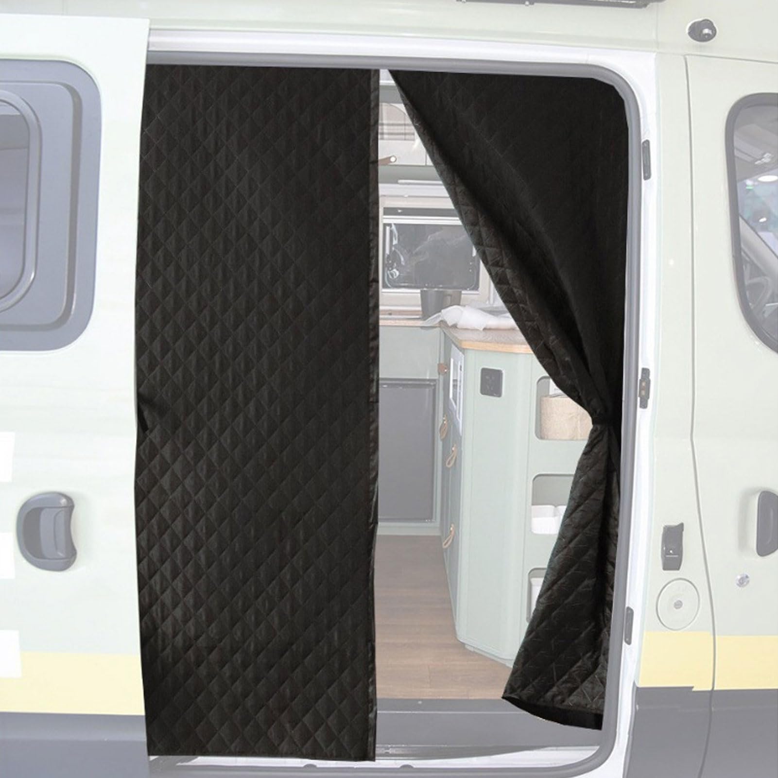 Rideau de Porte Thermique pour Camping-Car, Couverture de Porte Isolée, Couverture Isolante pour Camping-Car, 70,9 X 52,4 Pouces, en Polyester pongé PP et Coton pour l'hiver,