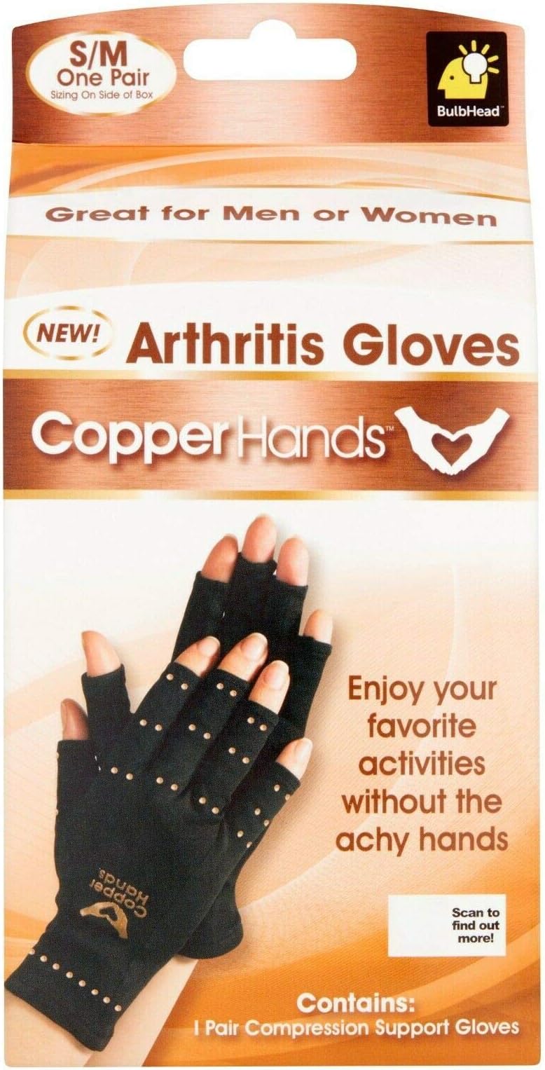 Fingerless Compression Gloves by BulbHead, Provides Relief from Joint, Tendon, & Muscle Pain (1 Pair, S/M)