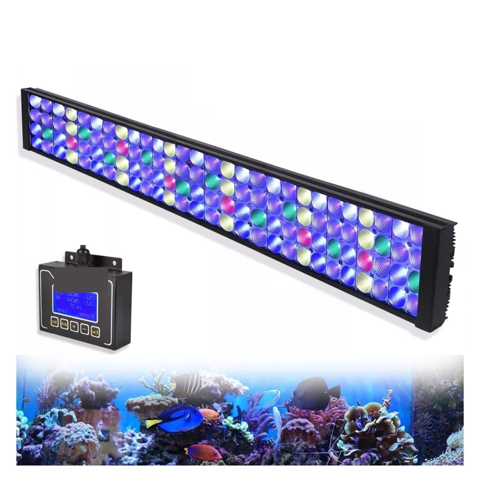 Luz LED para acuario Luces de Coral for acuario, lámpara de acuario marino, luz de pesca Led de arrecife de Coral for lámpara de arrecife de pecera SPS/LPS de 60-240cm Disipación de calor rápida y dur