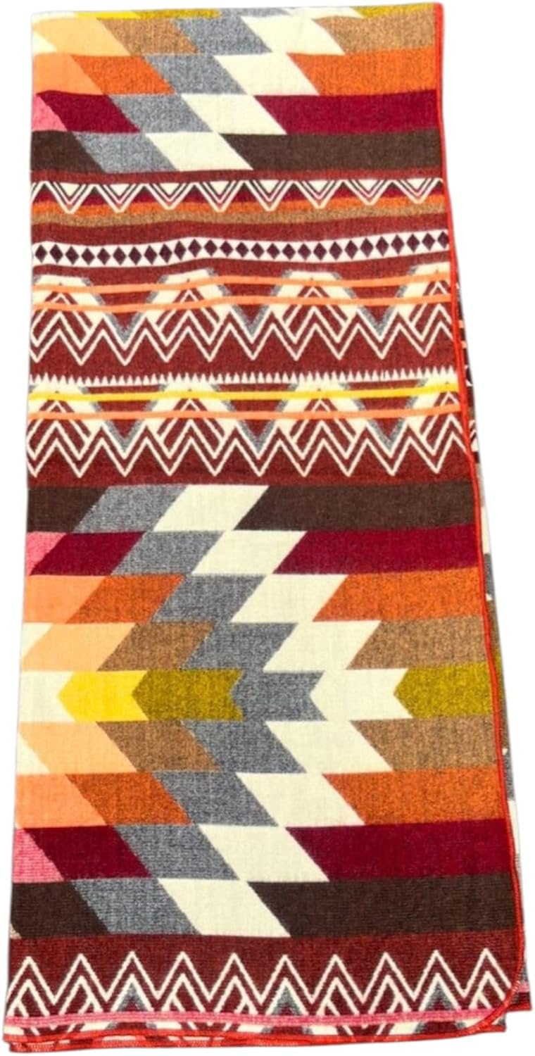 Alpaca Blanket Throw 78x47 in | Ultra Soft, Non-Itchy & Breathable | Premium Alpaca Wool Blanket | Warm, Hypoallergenic Natural Fiber | Handmade Luxury Throw for Sofa, Bed or Travel. Brown and Orange