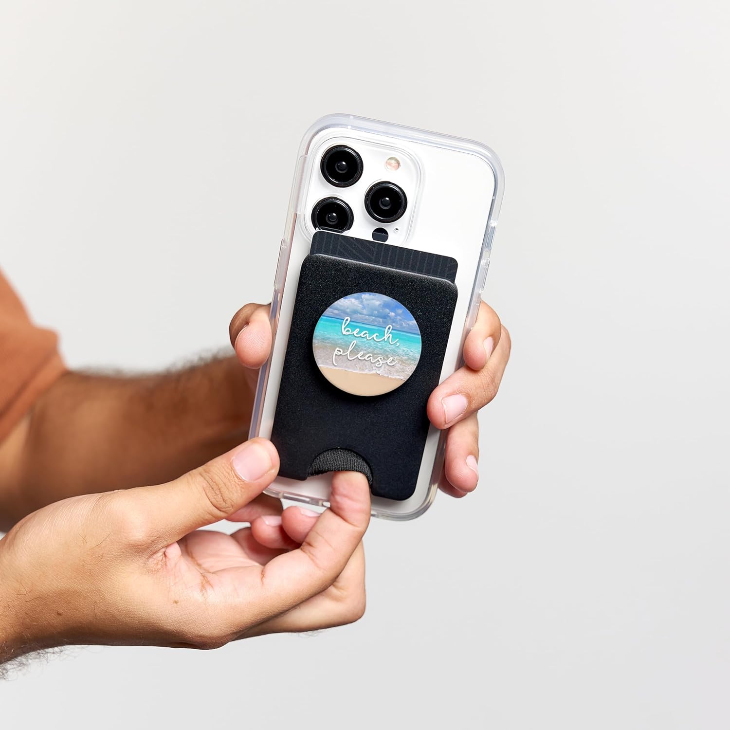 Beach Please - Cute Summer Sayings - Ocean & Sand Scene PopSockets PopWallet for MagSafe