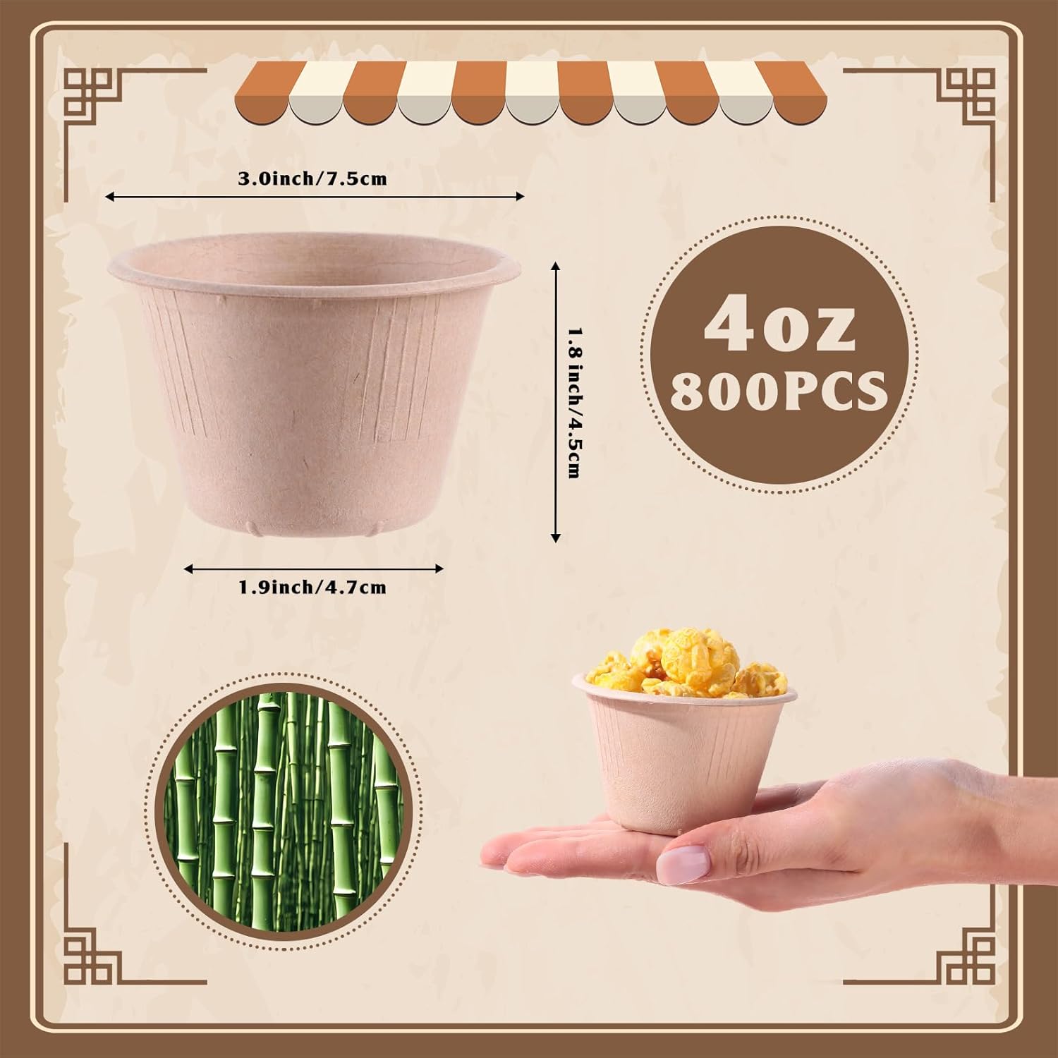 Zubebe 800 Pack Disposable Souffle Cups 4 oz Condiment Cups Paper Snack Cups Small Food Portion Containers Mini Sample Cups Tasting Cups for Parties Picnics Barbecues Travel and Events (Natural Color)