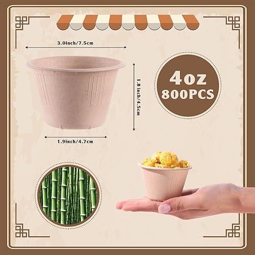 Miniatura 2 de Zubebe Paquete de 800 tazas desechables de soufflé de 4 onzas, tazas de condimento de papel, recipientes pequeños para porciones de alimentos, mini