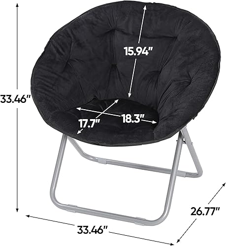 Miniatura 10 de SUPER DEAL Silla platillo plegable, silla portátil de piel sintética para adultos y niños, para sala de estar, dormitorio, apartamento, color negro