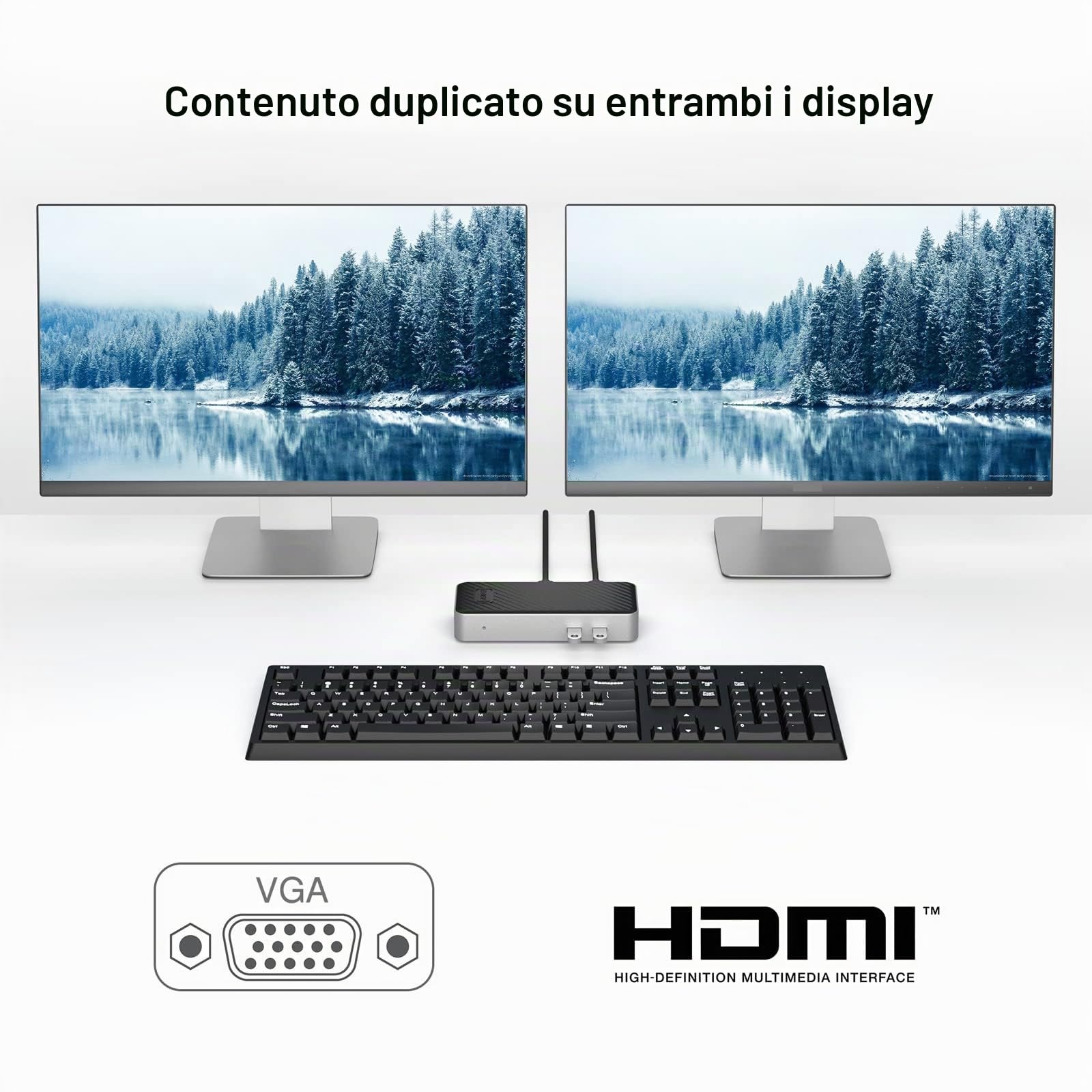 BENFEI USB 3.0 Docking Station universale doppio monitor HDMI VGA compatibile con Mac Windows, ingresso USB 3.0 o USB-C, (doppio display: HDMI e VGA, Gigabit Ethernet e 4 porte USB)
