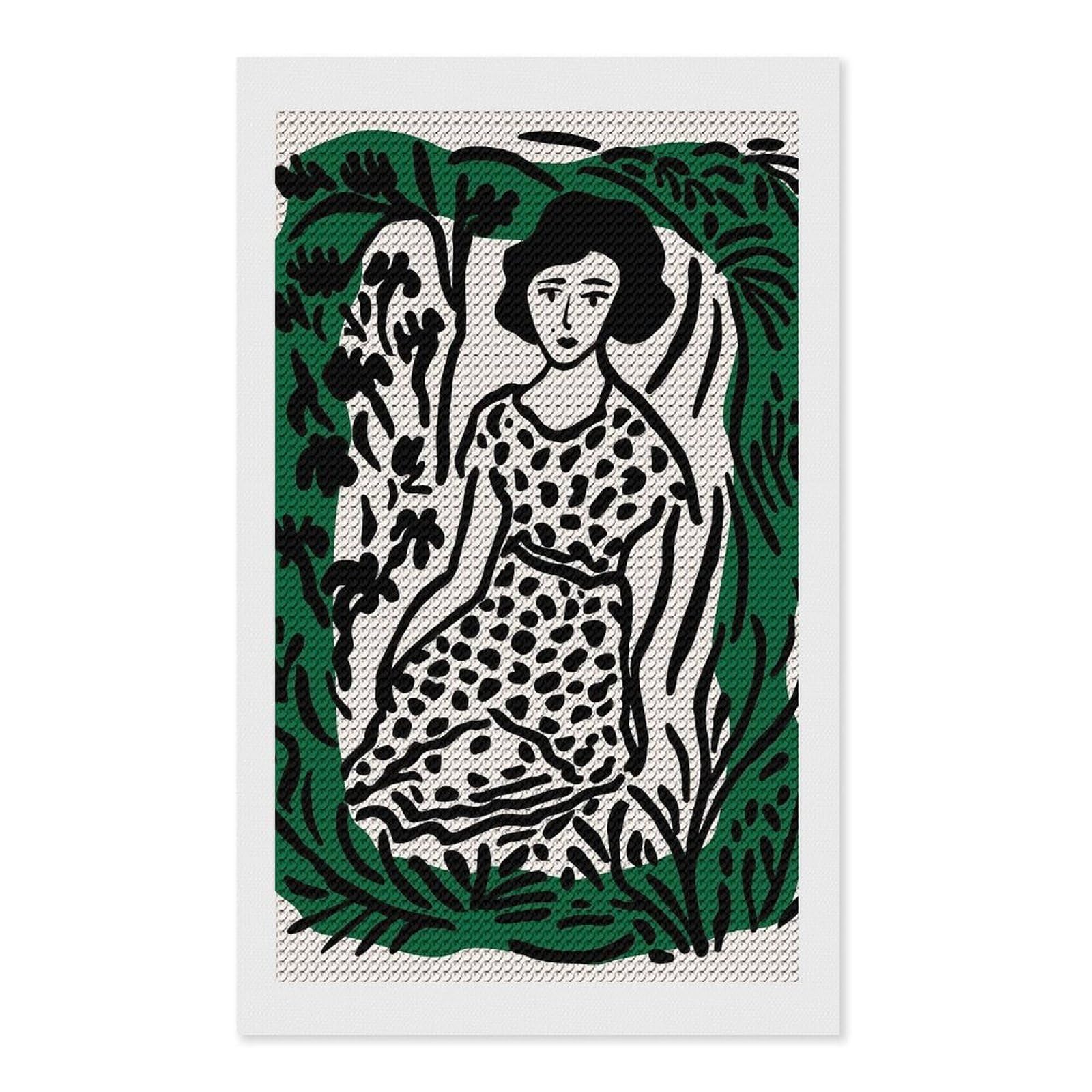 Junmoney Woman in The Garden Diamond Art Canvas 12"x20", Easy Handmade Project, Complete Accessories, Bedroom Decor, Birthday Gift