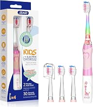 Seago Electric Children's Toothbrush for Children 3-12 Years Kids with Colorful Light, 2 Minutes Smart Timer, 4 Soft Heads SG-EK6/SG-977 (Pink)