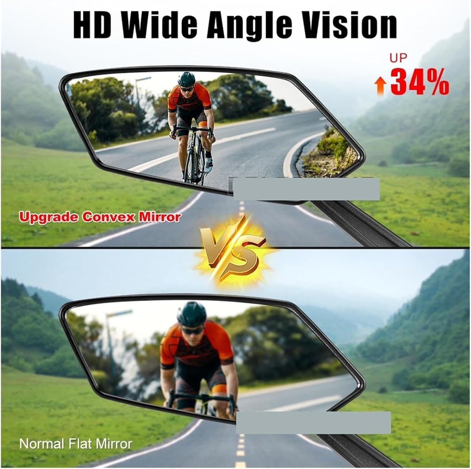 Handlebar Bike Mirror Bike Rear View Mirror Reflector, Adjustable Rotatable HD Clear Rearview, Blast-resistant Glass Lens, E-bike Electric Scooter Cycling Accessorie,1Pair