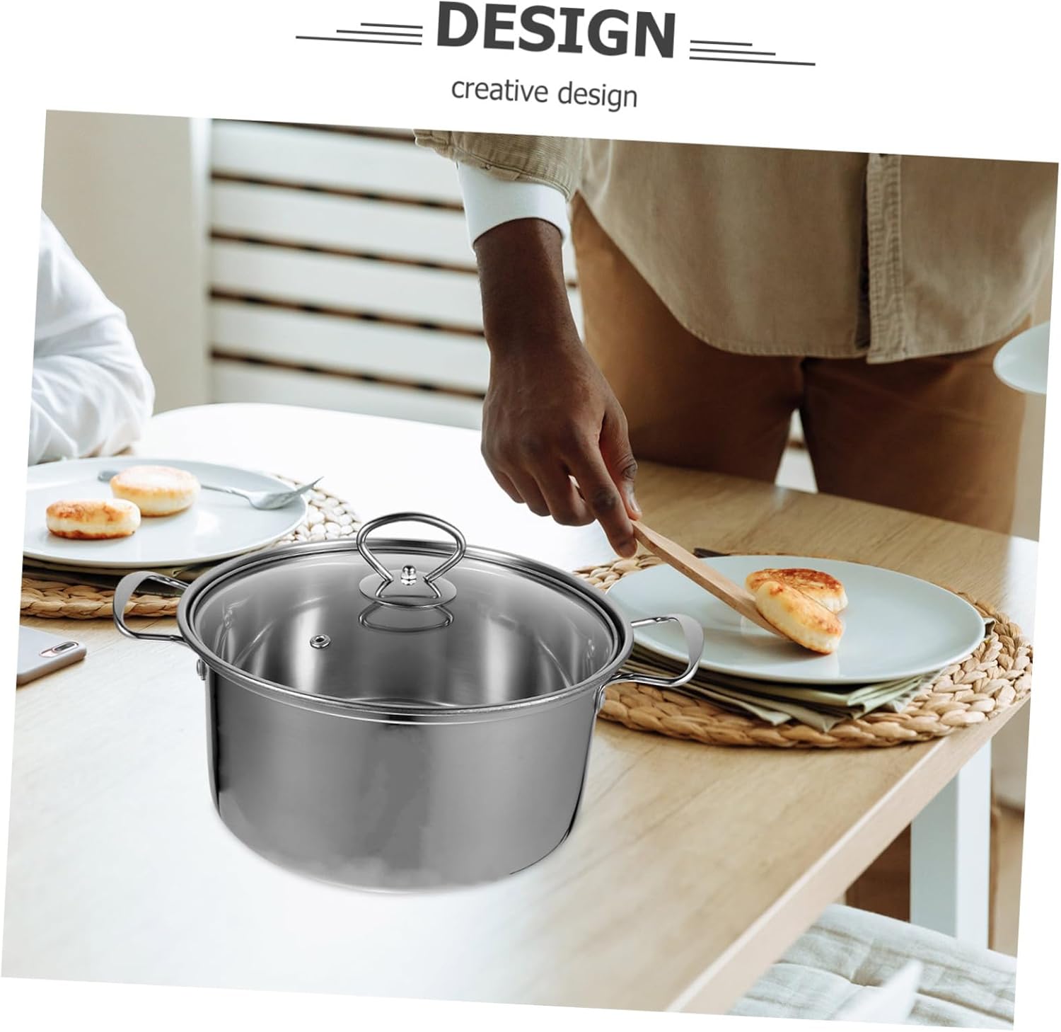 Cabilock Stainless Steel Soup Pot with Lid Food Heating Pot for Household Cooking and Easy to Clean for Steaming and Serving Delicious Soups