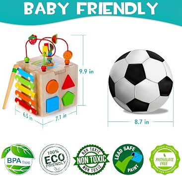 8-in-1 Activity Cube Play Cube from 1 Year Motor Skills Toy with Stacking and Sorting Board Word Cards (in English) Montessori Toy Present for Children