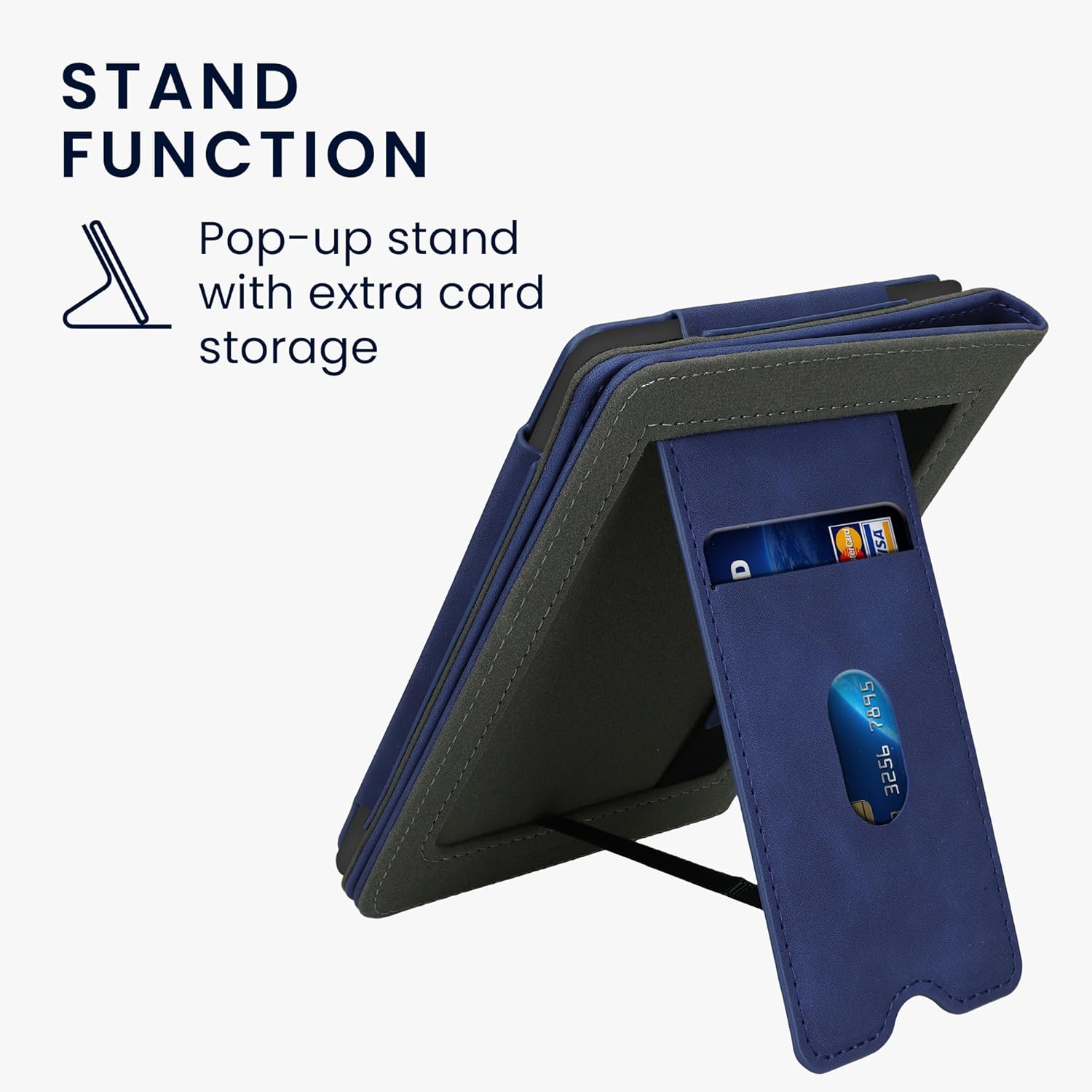 kwmobile Case Compatible with Kobo Clara BW/Colour - Cover Faux Nubuck Leather e-Reader Flip Case - Dark Blue