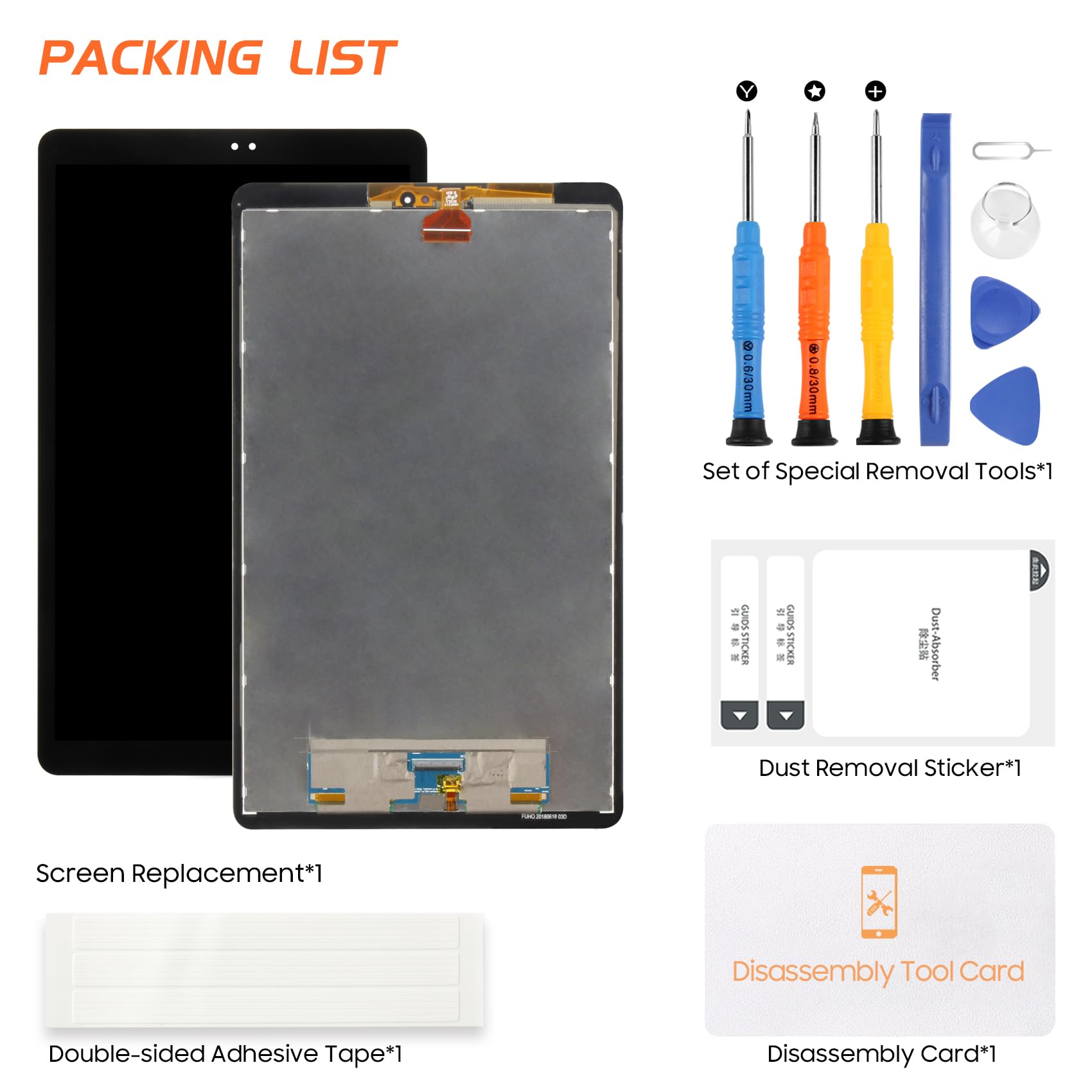 LCD Display pour Samsung Galaxy Tab A (2018) SM-T590 SM-T595 10.5" LCD Écran Remplacement Tactile Digitizer Numériseur Assemblée avec Réparation Kit (Noir)