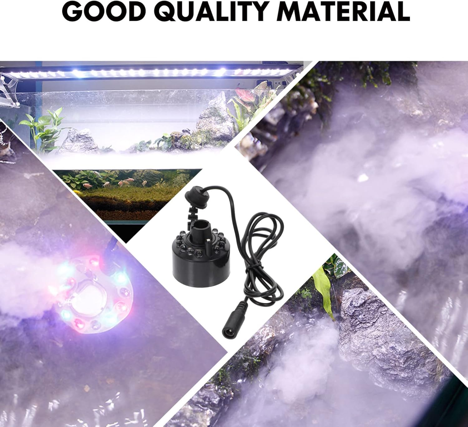 7pcs Light Spray Atomizing Humidifier Machine Fog Black Fishpond Air Mini Unique Birdbath, Water Head Led Fountain Generator Vase Rockery Mister and Fish Tank Practical : Home & Kitchen