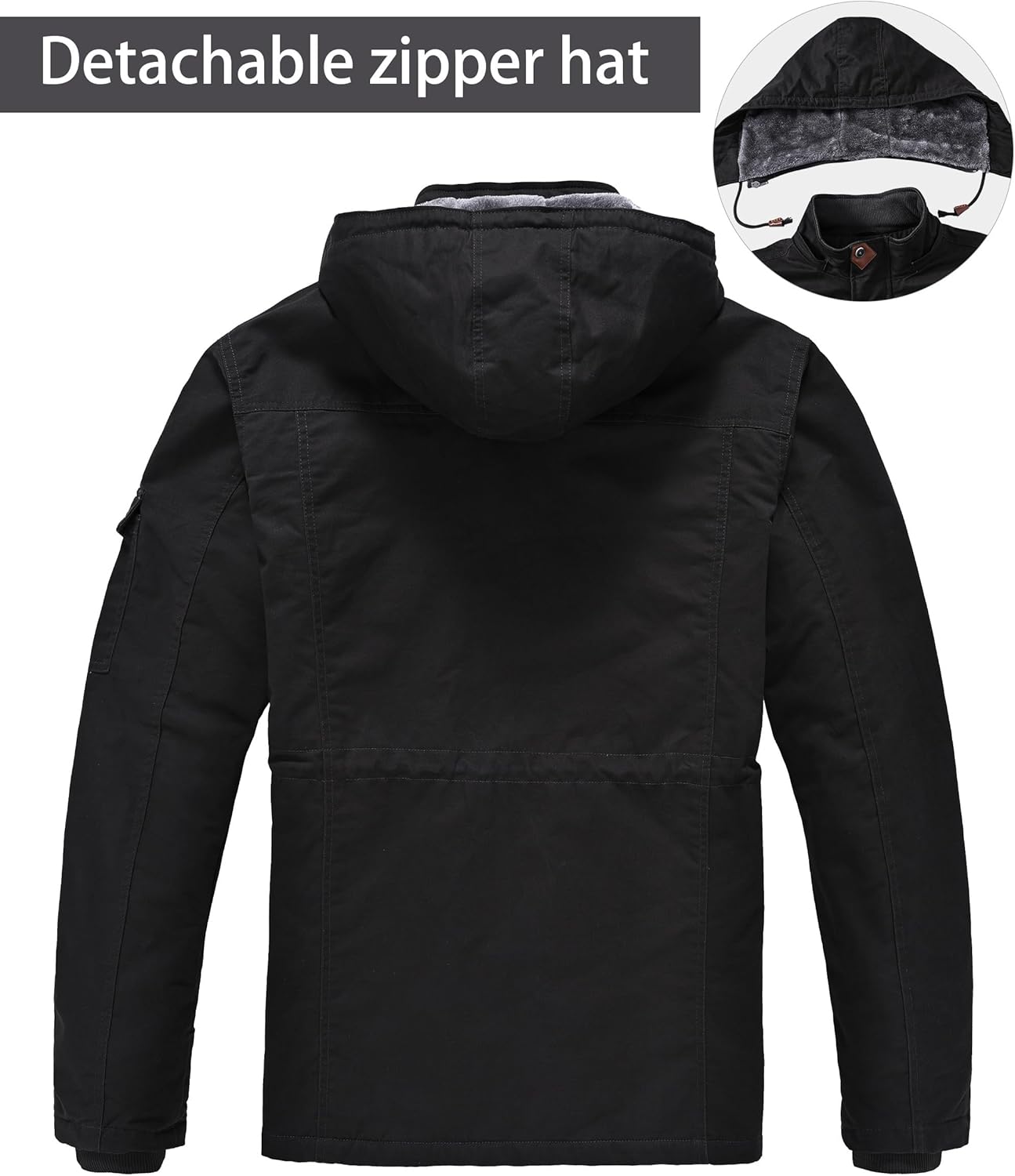 Winter Jackets for Men Fleece Lined Cotton Outdoor Winter Cargo Coats with Multi Po... - Image 3
