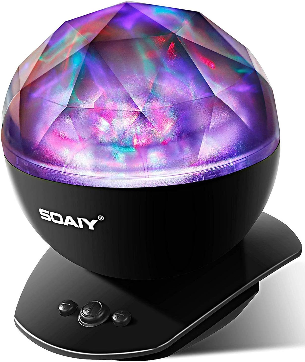 SOAIY Sleep Soother Aurora Projection LED Night Light Lamp with 8 Lighting Mode & Speaker, Relaxing Light Show for Baby Kids and Adults, Mood Light for Baby Nursery Bedroom Living Room (Black)