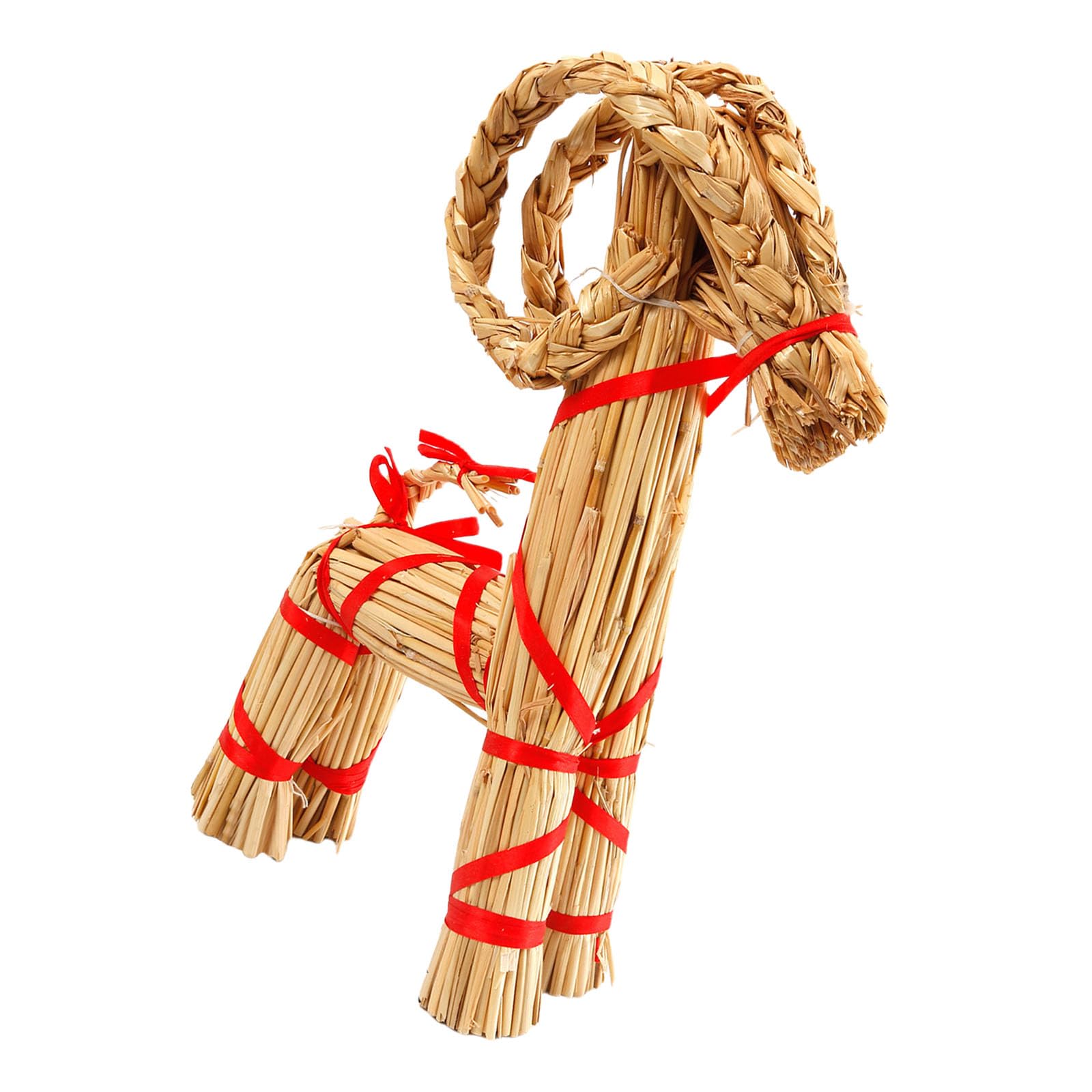 Jazuaiao Handcrafted Straw Goat Festival Ornament Seasonal Party Decor for Home Light Weight Natural Straw Goat Figurine Festival Hanging Wall Decoration or Table Centerpiece