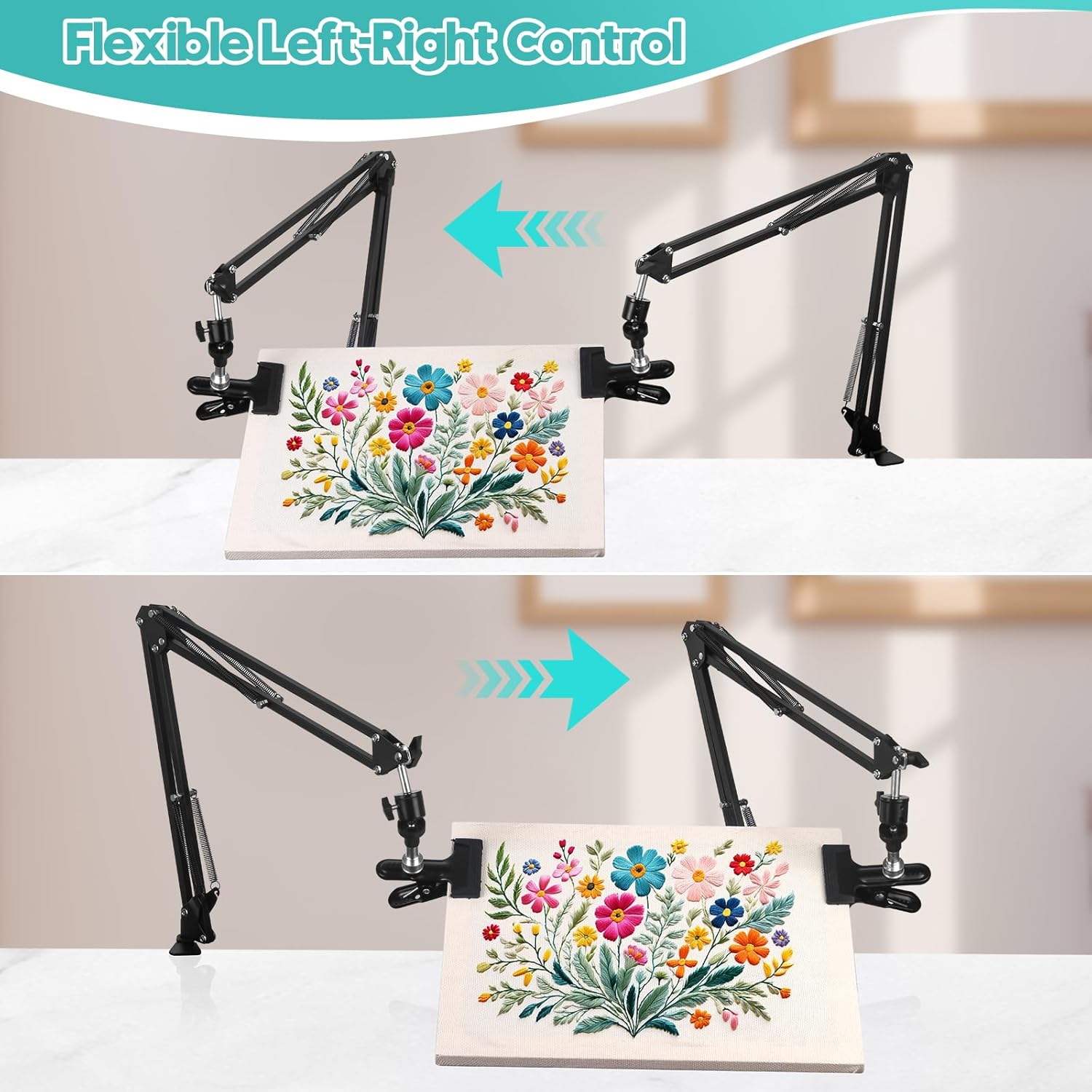 2Pcs Embroidery Hoop Holder Stand Embroidery Holder Stand Lap Adjustable Embroidery Stand Suitable for Large-Scale Creation or Share with Friend and Family(Black)